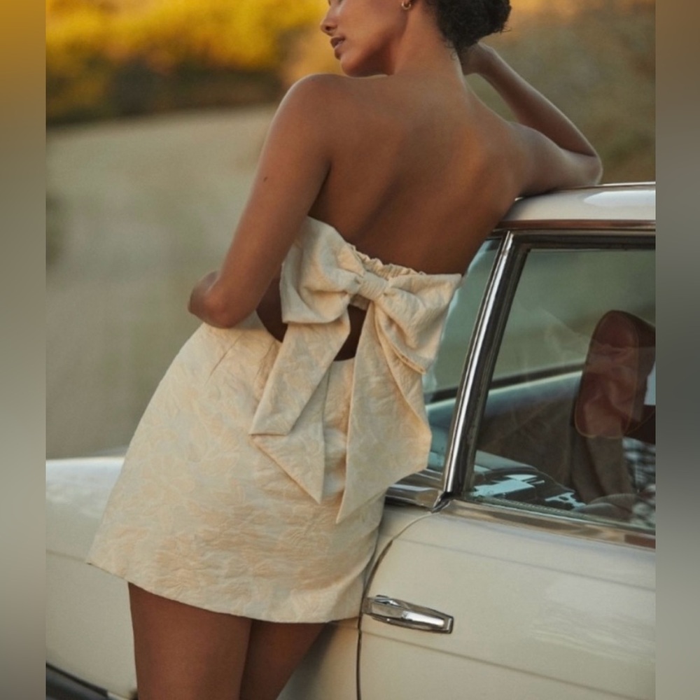 Anthropologie Cream Strapless Dress
